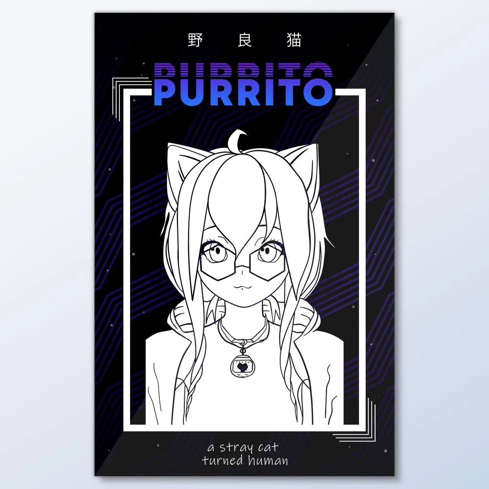 A Stray Cat Anime Wall Art (Breakfast Purrito)