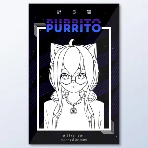 A Stray Cat Anime Wall Art (Breakfast Purrito)